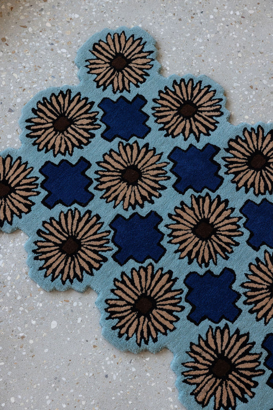 Pink Floral Tiles Rug image 1